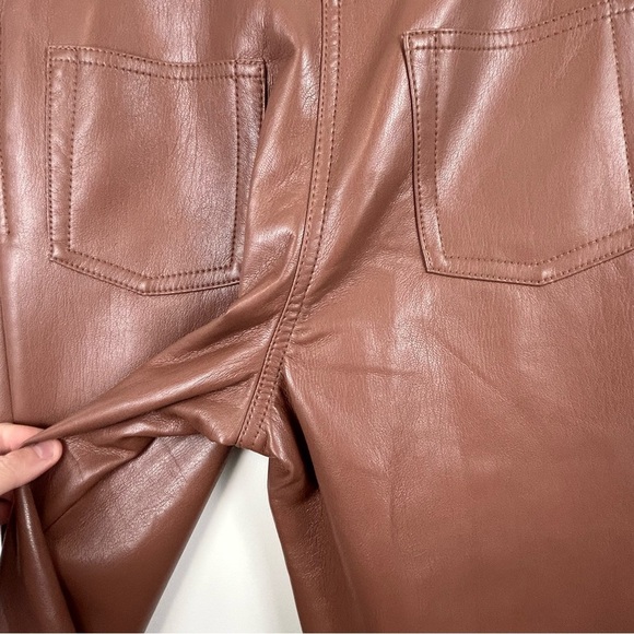 Wilfred Melina Faux Leather Pants Brown Size 0 High Rise Straight Leg Aritzia - Picture 9 of 11